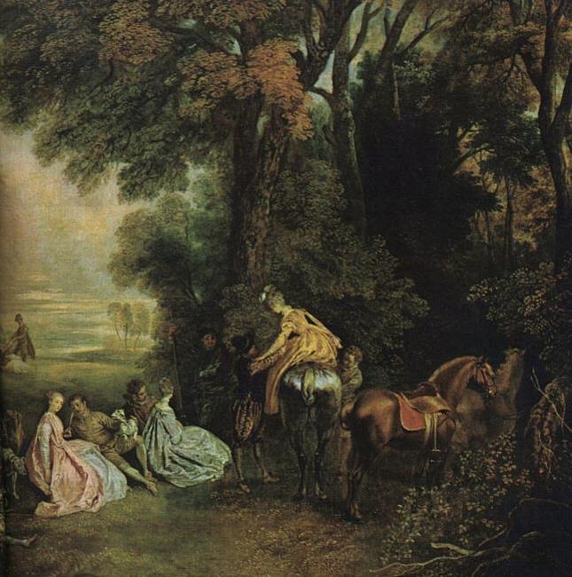 WATTEAU, Antoine A Halt During the Chase21 oil painting image
